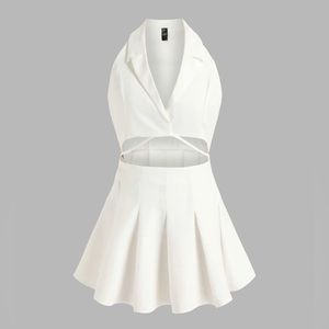 Solid Cut Out Halter Mini Dress